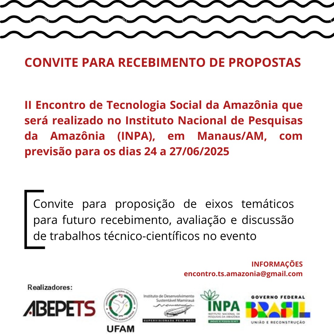 2º Encontro de Tecnologia Social da Amazônia: submissão de propostas de eixos temáticos